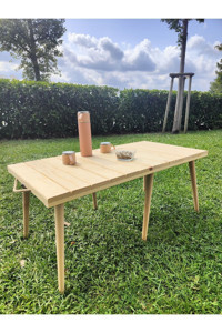 Zmb 100 cm x 50 cm Dikdörtgen Ahşap Açık Kahverengi Kamp Masası