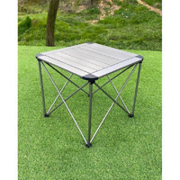 Campout 50 cm x 50 cm Çantalı Kare Alüminyum Gri Kamp Masası