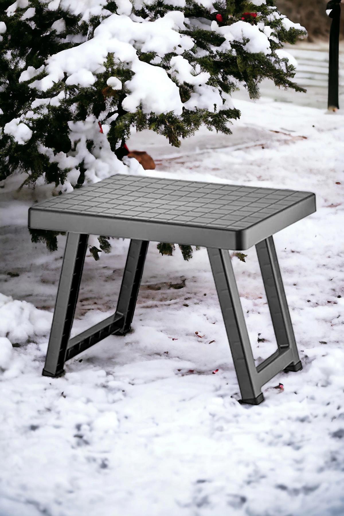 Tilbe Home 50 cm x 40 cm Dikdörtgen Plastik Gri Kamp Masası
