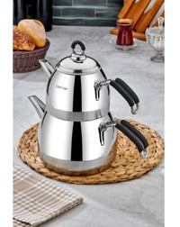 Cooker Paslanmaz Çelik Çaydanlık Gri-Siyah