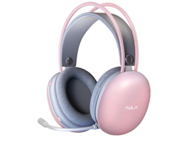 Aula S505 7.1 3.5 mm Gürültü Önleyici Mikrofonlu Kablolu Kulak Üstü Kulaklık Gri-Pembe