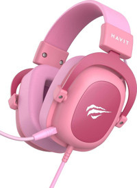 Havit H2002D 7.1 3.5 mm Gürültü Önleyici Mikrofonlu Kablolu Kulak Üstü Kulaklık Pembe