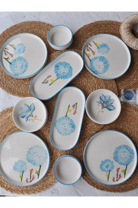 M'Art Home Her Mevsim Yaz 10 Parça 4 Kişilik Çok Renkli Desenli Seramik Kahvaltı Takımı
