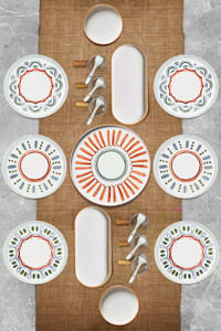 Kitchen Life Softline 23 Parça 6 Kişilik Çok Renkli Desenli Seramik Kahvaltı Takımı