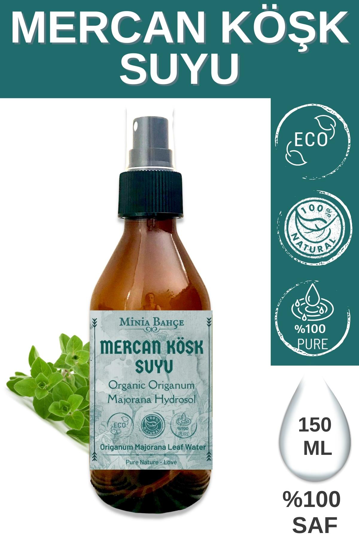 Minia Bahçe Organik Sprey Mercan Köşk Suyu 150 ml
