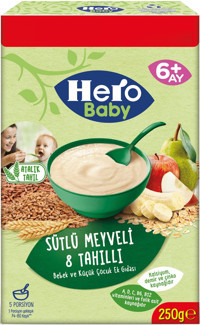 Hero Baby Tahıllı Organik Meyveli-Sütlü Probiyotikli Kaşık Maması 250 gr