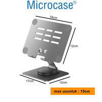 Microcase AL4721 Ayarlanabilir Ayaklı 360 Derece Dönebilen Masaüstü Laptop ve Tablet Standı Gümüş
