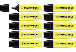 Stabilo 10'lu Neon Sarı Kesik Uçlu Fosforlu Kalem Seti