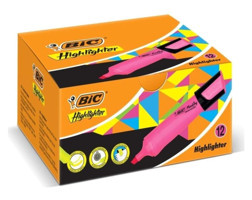 Bic 12'li Neon Pembe Kesik Uçlu Fosforlu Kalem Seti