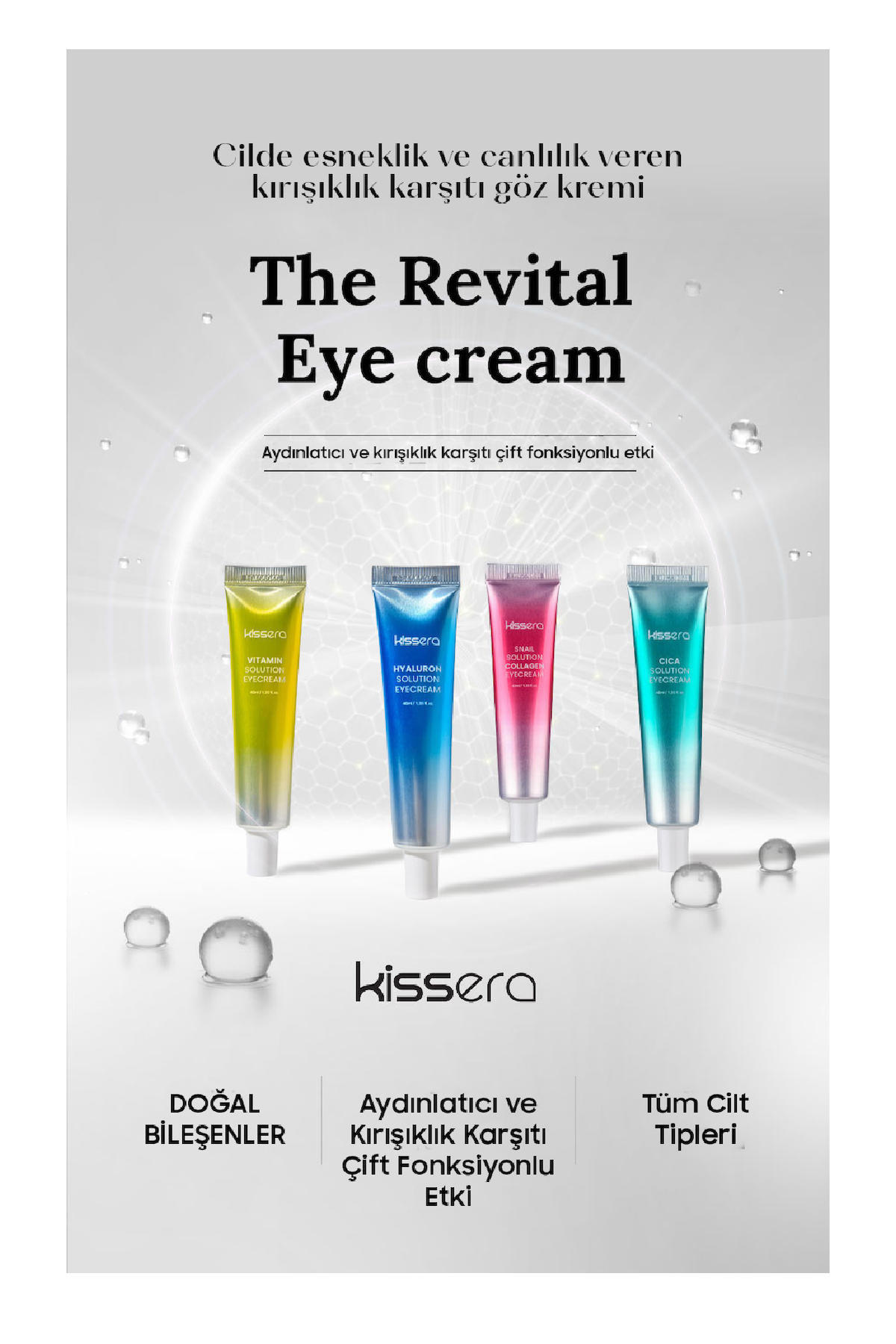 Kissera Yatıştırıcı Nemlendirici Tüm Ciltler İçin Göz Çevresi Krem Tüp 40 ml