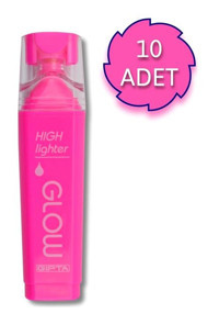 Gıpta Glow 10'lu Neon Pembe Kesik Uçlu Fosforlu Kalem Seti
