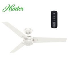 Hunter Fan Protos Işıklı Kumandalı Krom 3 Kanatlı Açılır Kapanır Beyaz Tavan Vantilatörü