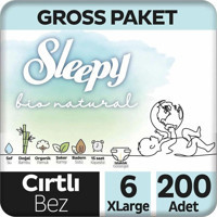 Sleepy Bio Natural 6 Numara Organik Cırtlı Bebek Bezi 200'lü