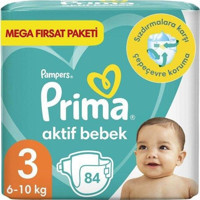 Prima Aktif Bebek 3 Numara Cırtlı Bebek Bezi 84'lü