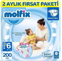 Molfix Ekstra Large 6 Numara Bantlı Bebek Bezi 200'lü