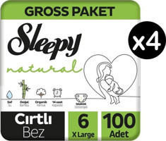 Sleepy Natural 6 Numara Organik Cırtlı Bebek Bezi 400'lü