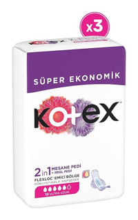 Kotex 2in1 Ultra Uzun 12'li Mesane Pedi 3 Adet