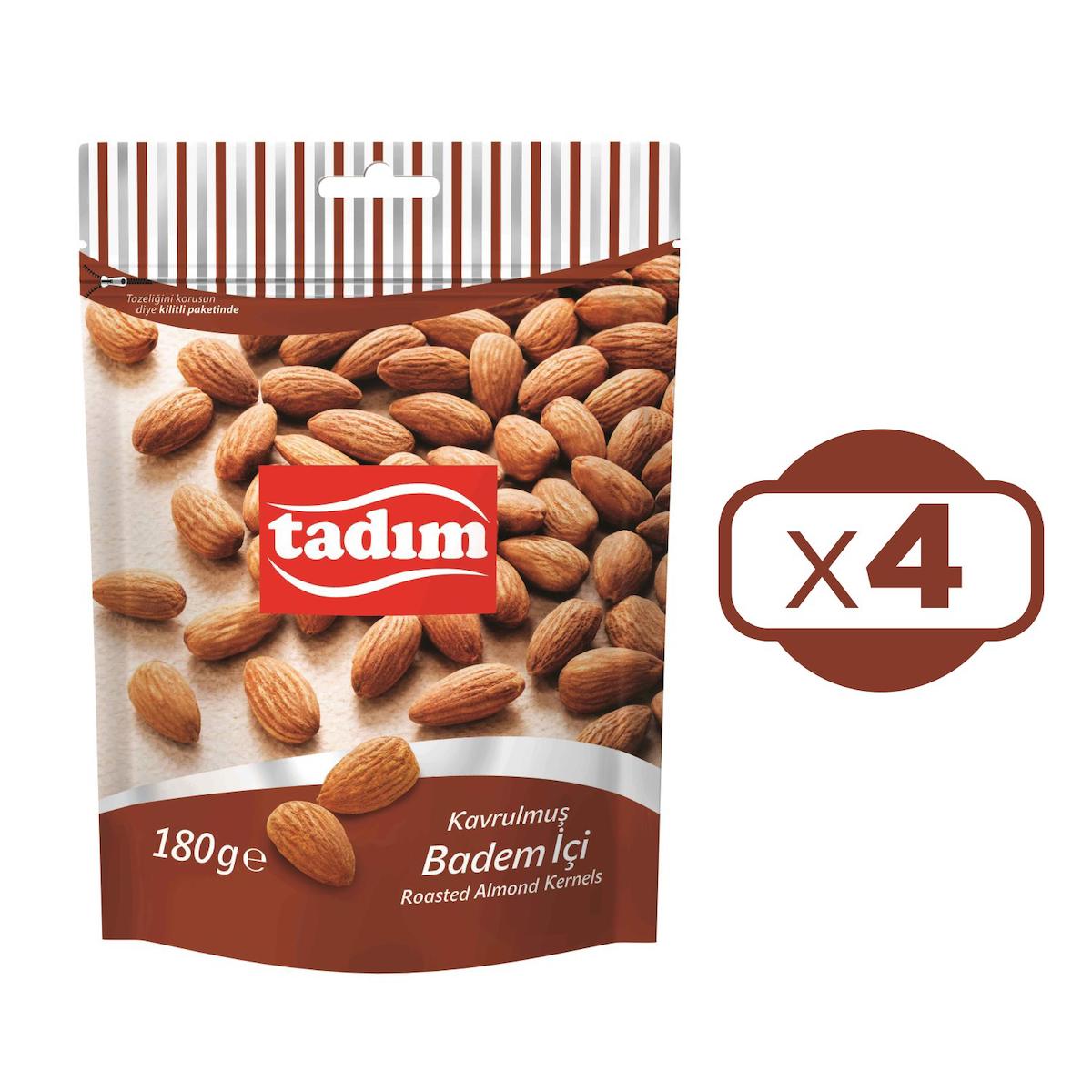 Tadım Kavrulmuş Tuzlu Organik Glutensiz Tane İçi Badem 4x180 gr