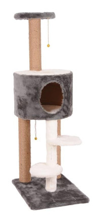 Cat Hause S07G Oturaklı Oyuncaklı Merdivenli Katlı 128 cm Kedi Tırmalama Evi