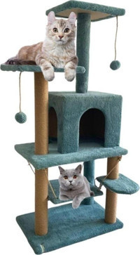 Nursoft Y-01 Oturaklı Oyuncaklı Katlı 115 cm Kedi Tırmalama Evi