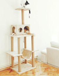 Nursoft Mega Büyük Yuvalı Oturaklı Oyuncaklı Katlı 162 cm Kedi Tırmalama Evi