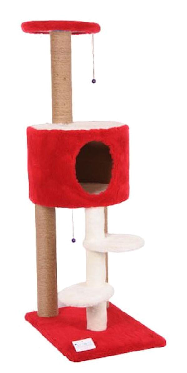 Cat Hause S07 Oturaklı Oyuncaklı Merdivenli Katlı 128 cm Kedi Tırmalama Evi