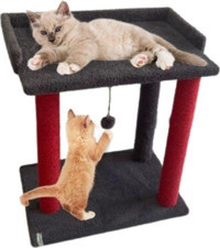 Nursoft Teraslı Yataklı Ponponlu Oturaklı Oyuncaklı 58 cm Kedi Tırmalama Evi