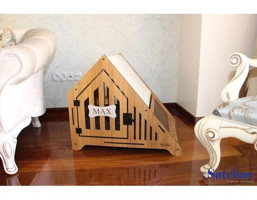 Mediterian Kaplamalı Mdf Çitli İç Mekan Kumaş Köpek Kulübesi