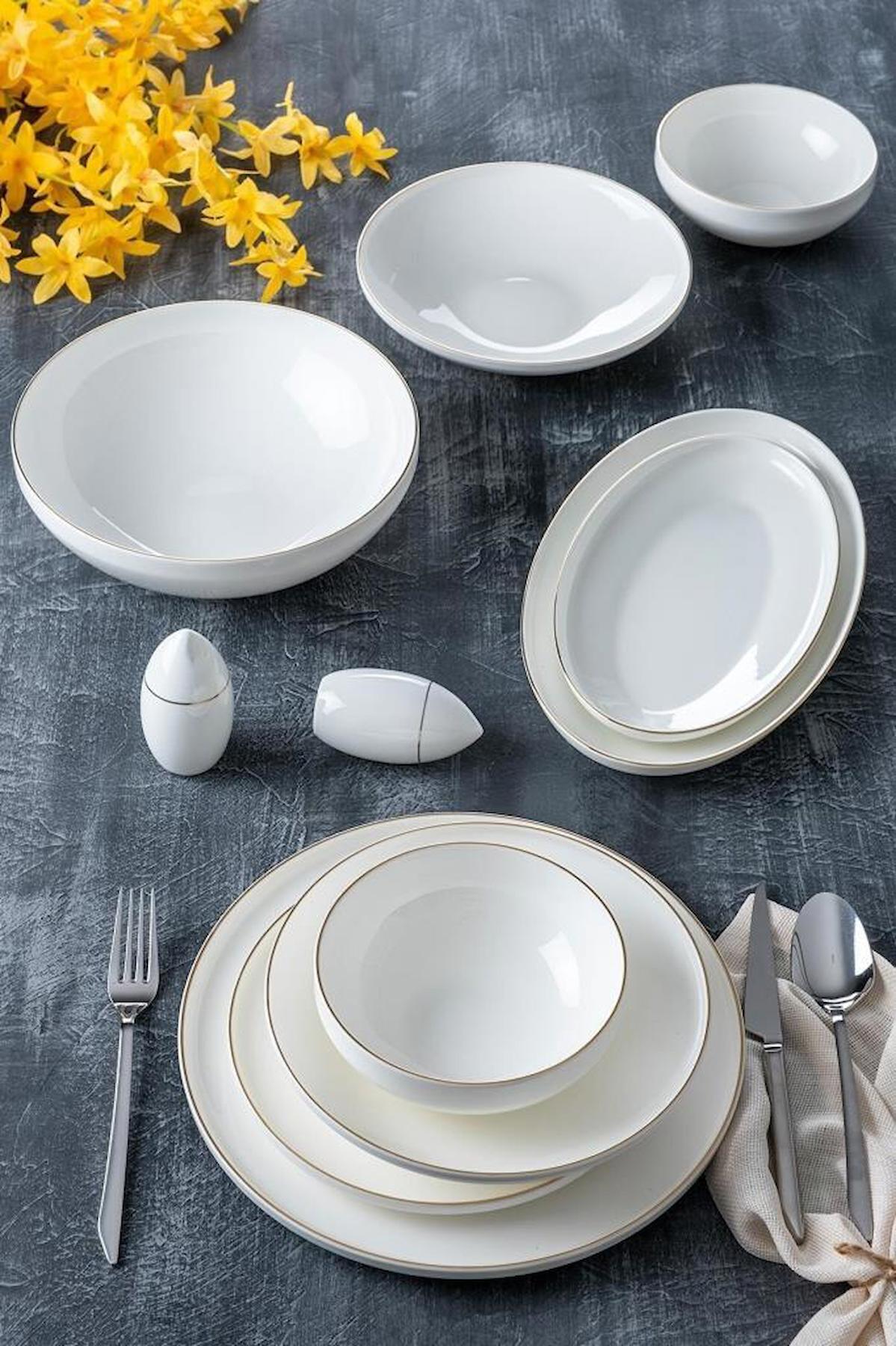 Acar Mira 30 Parça Gold Bone China Yemek Takımı - HNA-22-0068/2