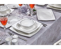 Taç Real Bone Tia Platin 60 Parça Yemek Takımı
