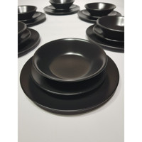Keramika Mat Siyah 6 Kişilik Yemek Takımı 18 Parca
