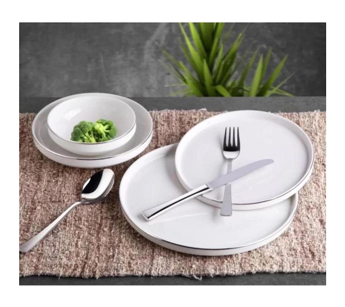 Gönül GNL3252 Porselen Silver Yemek Takımı 24 Parça