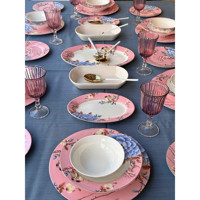 Rossev Yemek Takımı Floral Pink 41 Parça 6 Kişilik
