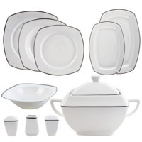 Karaca New Bone Tanya Platin 60 Parça 12 Kişilik Yemek Takımı Kare