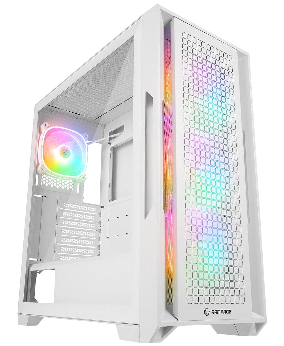 Rampage Radıant V1 RGB Mesh 4 Fanlı Beyaz Dikey E-ATX Oyuncu Bilgisayar Kasası
