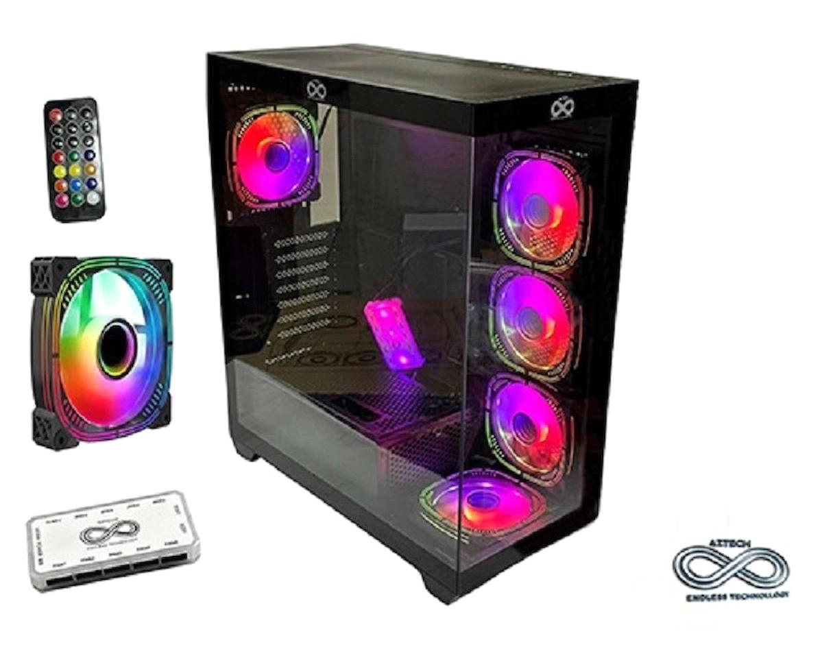 Aztech Azt101 RGB Mesh 5 Fanlı Siyah Dikey Midi Tower Oyuncu Bilgisayar Kasası