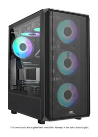Power Boost Pb-P3602Bb Mesh Siyah Dikey Mid Tower Oyuncu Bilgisayar Kasası