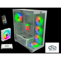 Aztech Azt201 RGB Mesh Sıvı Soğutmalı 5 Fanlı Beyaz Dikey Mid Tower Oyuncu Bilgisayar Kasası