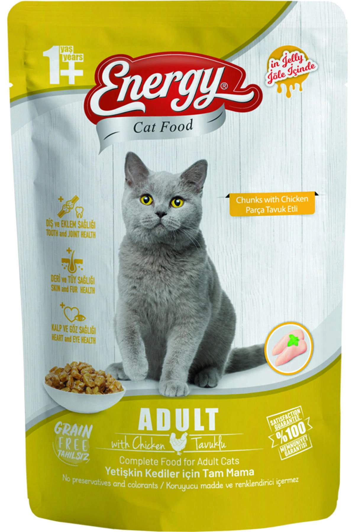 Energy Tavuk Parça Etli-Soslu Yaş Kedi Maması 24x85 gr