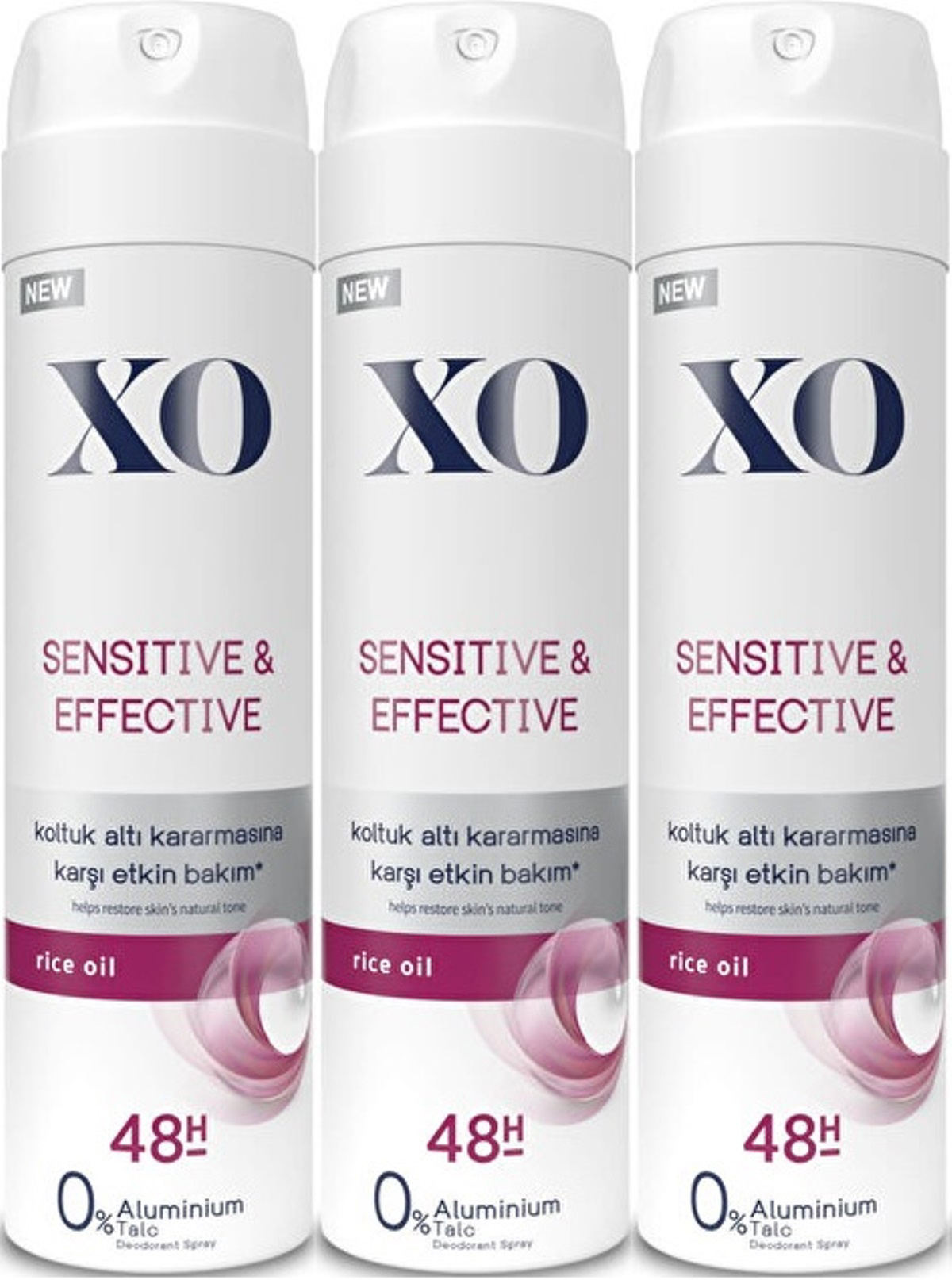 Xo Sensitive & Effective Pudrasız Ter Önleyici Sprey Kadın Deodorant 3x150 ml