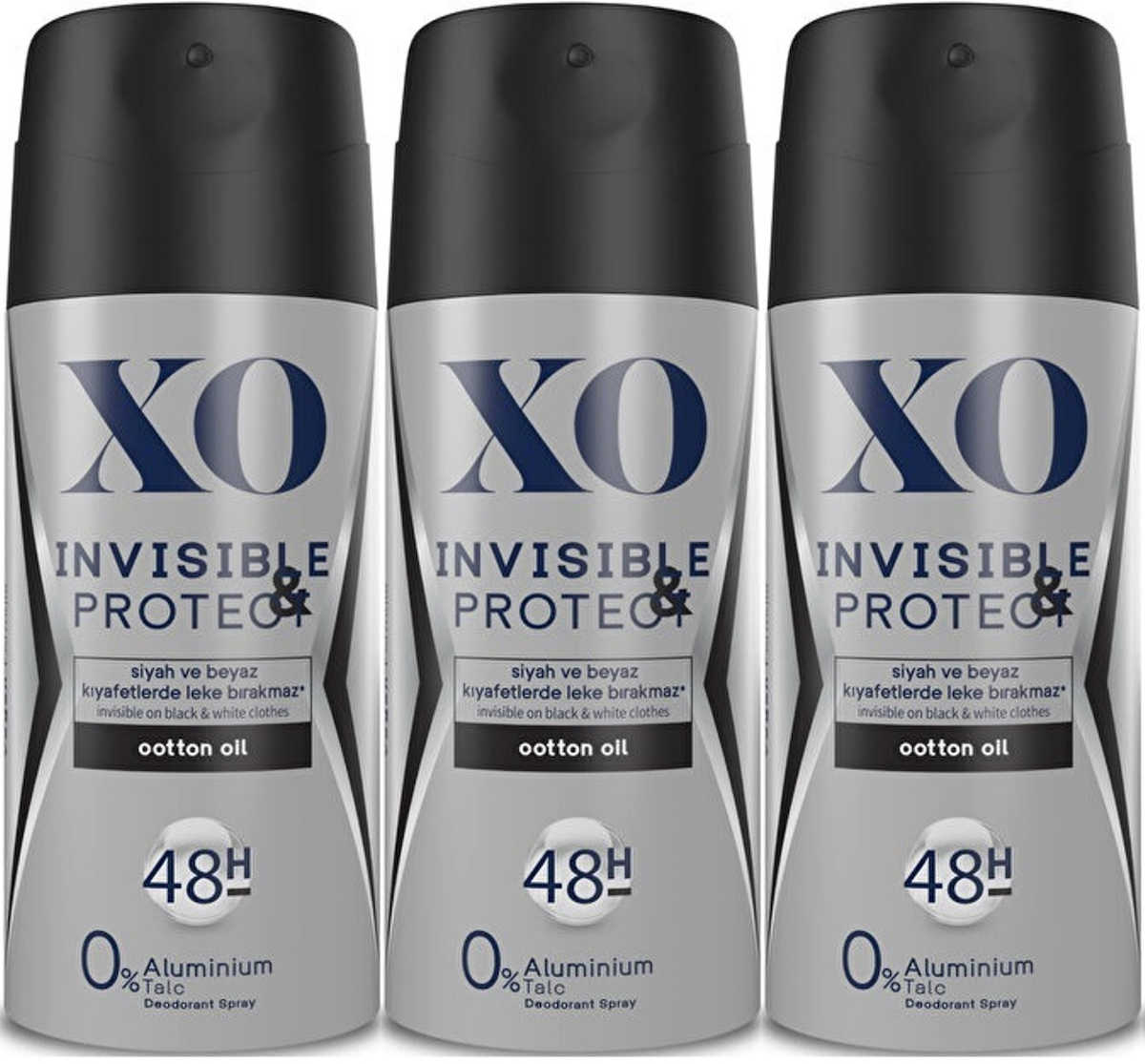 Xo Invisible & Protect Pudrasız Ter Önleyici Sprey Erkek Deodorant 3x150 ml