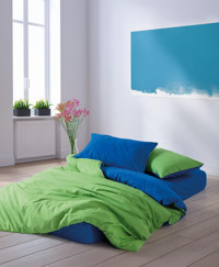 Cozy Home Pamuk 160x220 cm Lastikli Çarşaflı Düz Tek Kişilik Nevresim Takımı Mavi-Yeşil