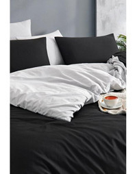 Tabu Home Çift Taraflı Polycotton 160x220 cm Lastikli Çarşaflı Düz Tek Kişilik Nevresim Takımı Siyah