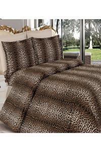 Sedali Home Pamuk 230x160 cm Lastikli Çarşaflı Leopar Tek Kişilik Nevresim Takımı Sarı