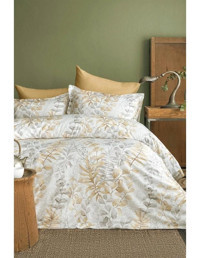 Occale 210 Tc Pamuk Saten 160x220 cm Çarşaflı Çiçekli Tek Kişilik Nevresim Takımı Bej