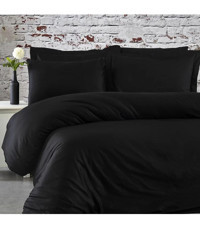 Sabia 155 Tc Pamuk 120x200 cm Lastikli Çarşaflı Düz Tek Kişilik Nevresim Takımı Siyah