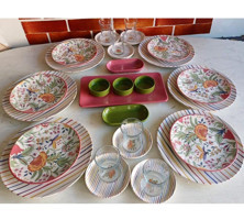 Keramika Pateh 30 Parça 6 Kişilik Çok Renkli Desenli Stoneware Kahvaltı Takımı