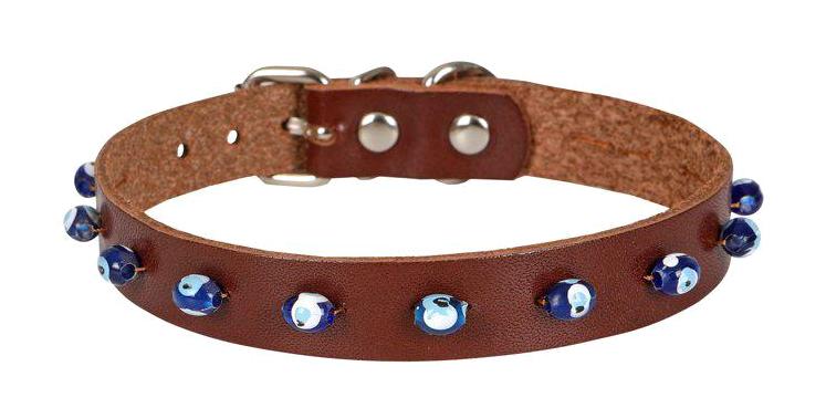 Cattie Nazar Boncuklu 28-32 cm Kahverengi Gezdirme Boyun Kedi Tasması