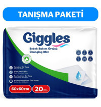 Giggles Bebek Bakım Örtüsü Alezli Tek Kullanımlık 60x60 cm 20'li Alt Açma Örtüsü