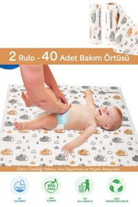 Meleni Baby Bulut Desenli Tek Kullanımlık 60x100 cm 2x40 Adet Alt Açma Örtüsü